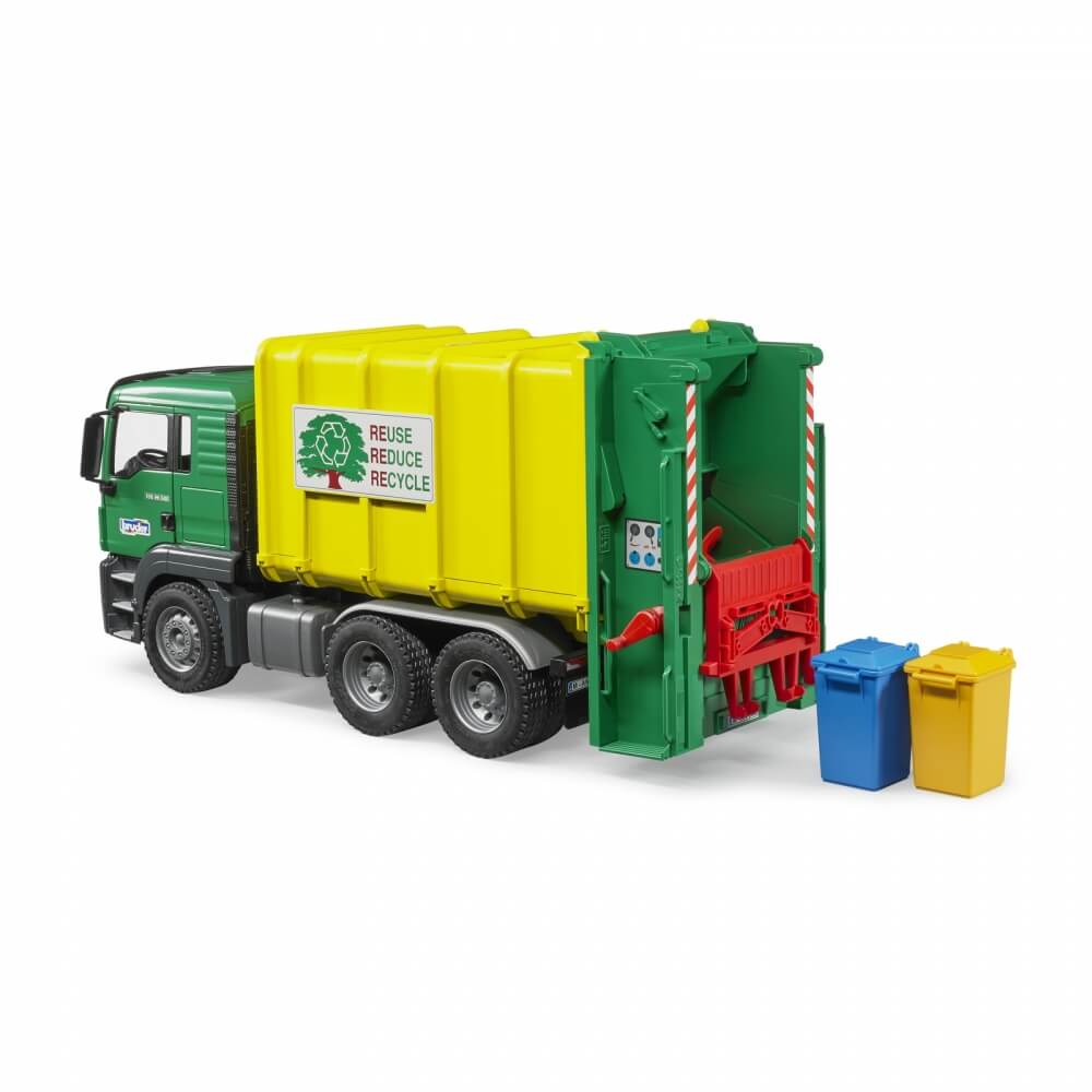 Bruder MAN TGS Rear Loading Garbage Truck Green - Jadrem Toys