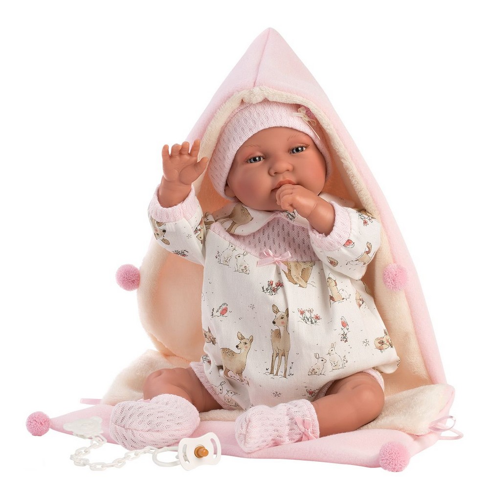 Llorens Crying Baby Doll Tina with Hooded Blanket