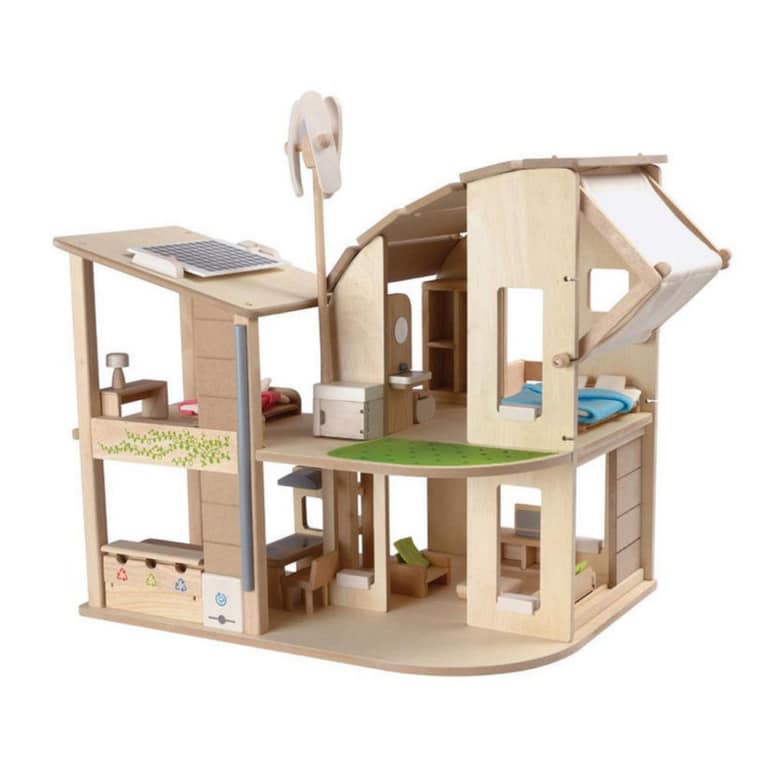 Plan Toys Green Dollhouse With Furniture   Plan Toys Green Dollhouse With Furniture 768x768 